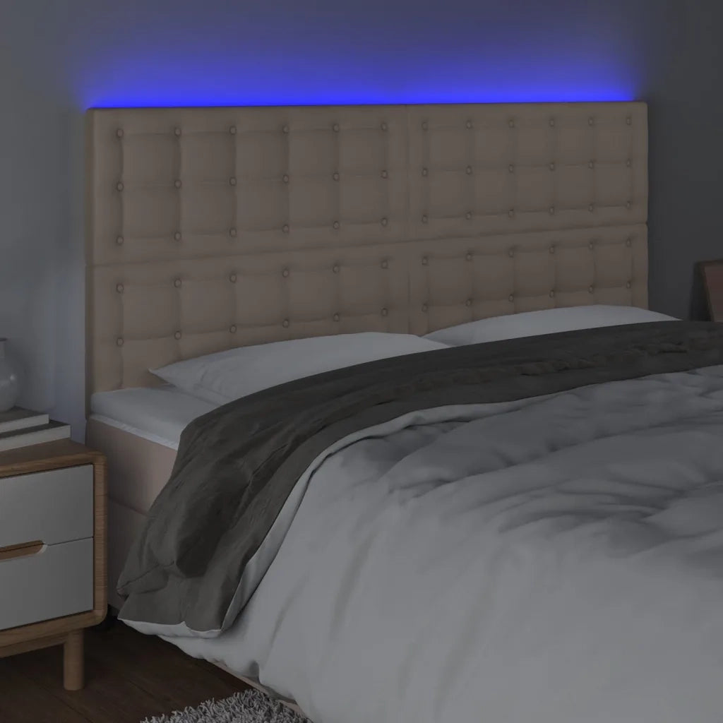Testiera a LED-Testata con LED Cappuccino 200x5x118/128 cm in Similpelle 757303