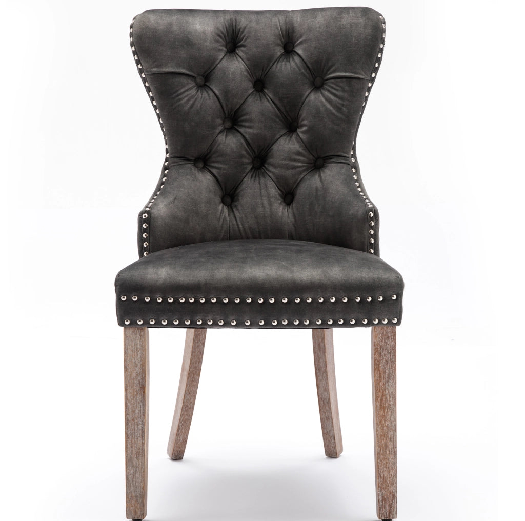 Sedia imbottita 53.5x61x95 cm con gambe regolabili; velluto; legno; grigio