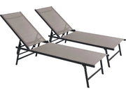 Set di 2 lettini prendisole in metallo "Sublima" - 180 x 54 x 104 cm - Tortora