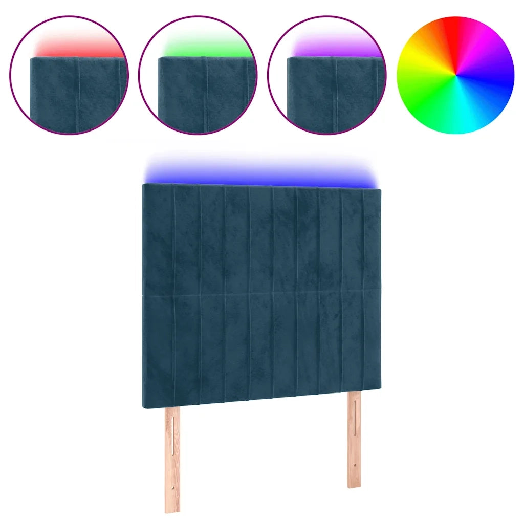 Testiera a LED-Testata con LED Blu Scuro 100x5x118/128 cm in Velluto 896615