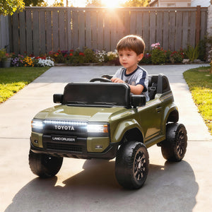 Macchina Elettrica per Bambini Toyota Land Cruiser 12V con Telecomando Età 3-6 Anni Verde