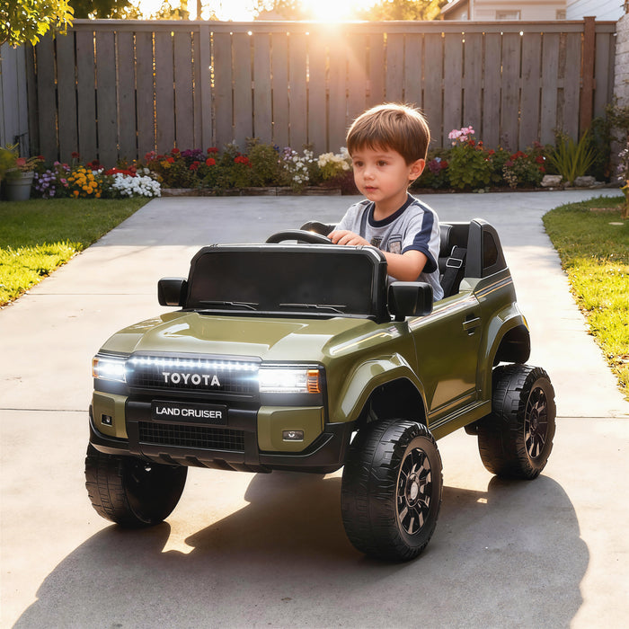 Macchina Elettrica per Bambini Toyota Land Cruiser 12V con Telecomando Età 3-6 Anni Verde