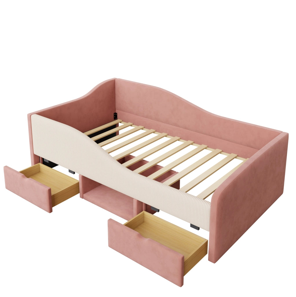 Letto imbottito multifunzione 90x190 cm con contenitore e sponde di sicurezza