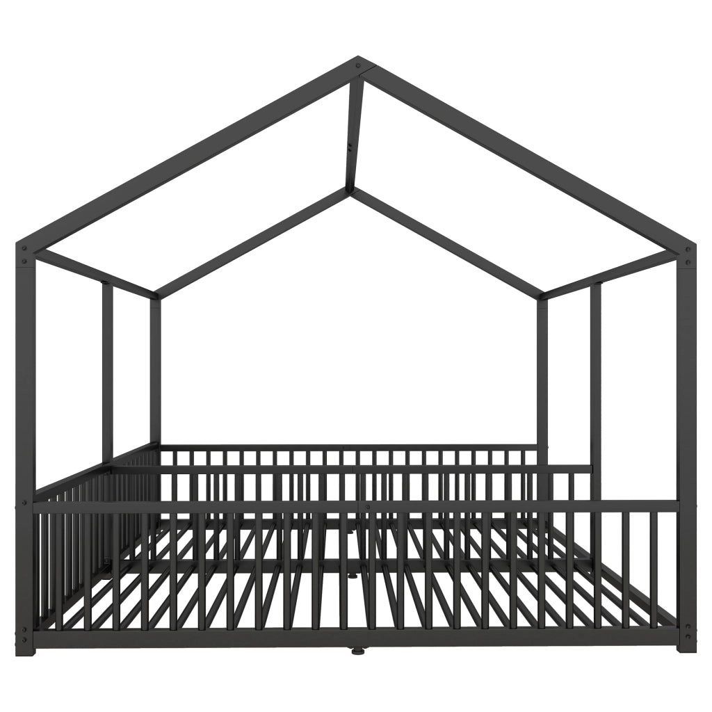 LETTO a casetta con sponde e scala 90x200 cm in metallo nero