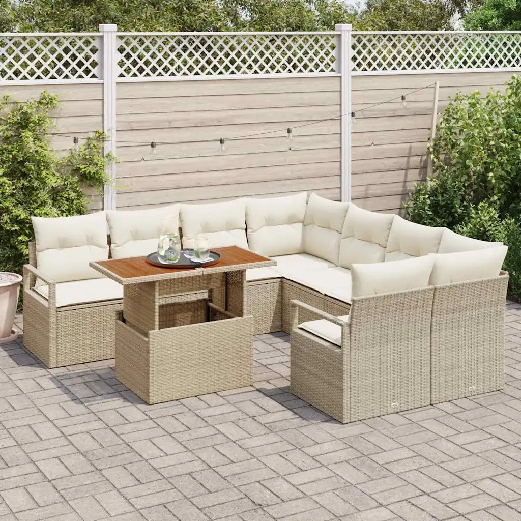 Set Divano da Giardino 9 pcs Beige Poly Rattan 3358430