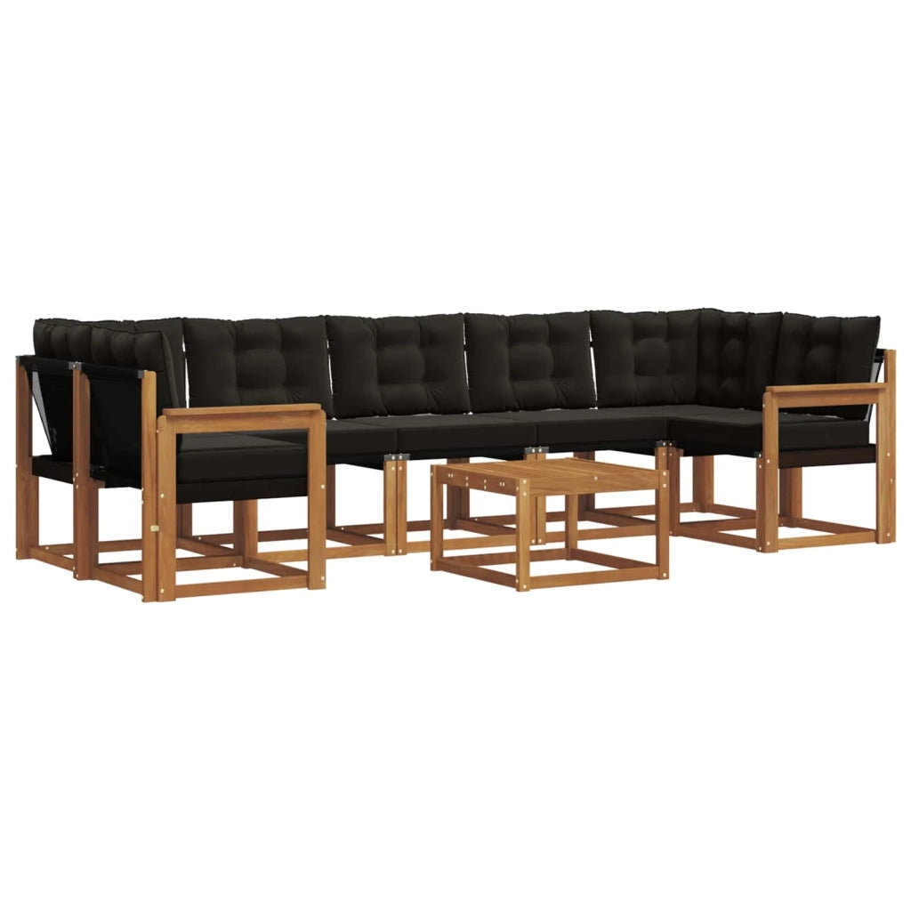 Set di divani da esterno con cuscino 8 pcs Naturale e Nero