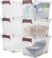 Set di Contenitori di Archiviazione Translucidi da 6 - Contenitori di Archiviazione Stivellabili per Ufficio, Camera da Bambini e Cucina