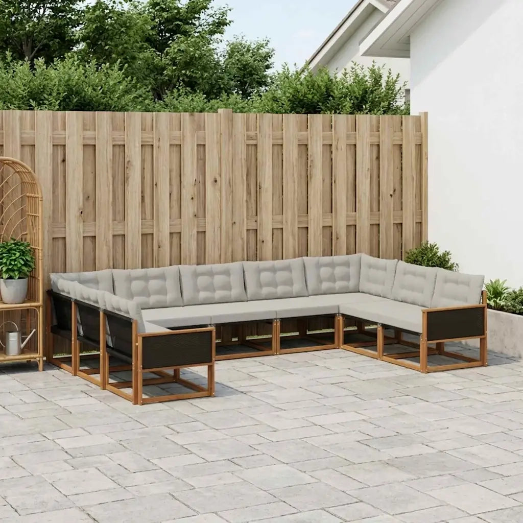 Set di divani da esterno 9 pcs Naturale e Grigio Chiaro 3381671