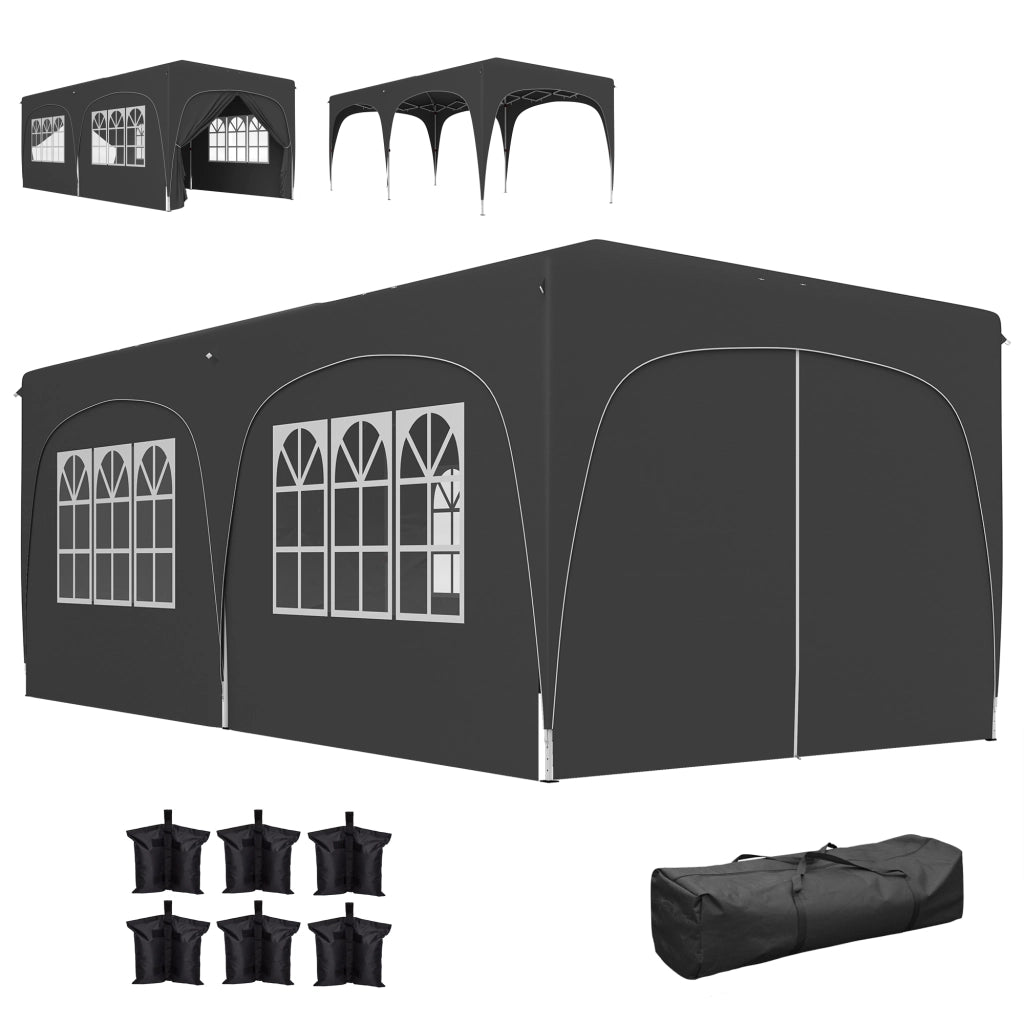 Gazebo Pieghevole 6x3 m con Pannelli Laterali UPF50+ ¨C zephmum ¨C Grigio Scuro