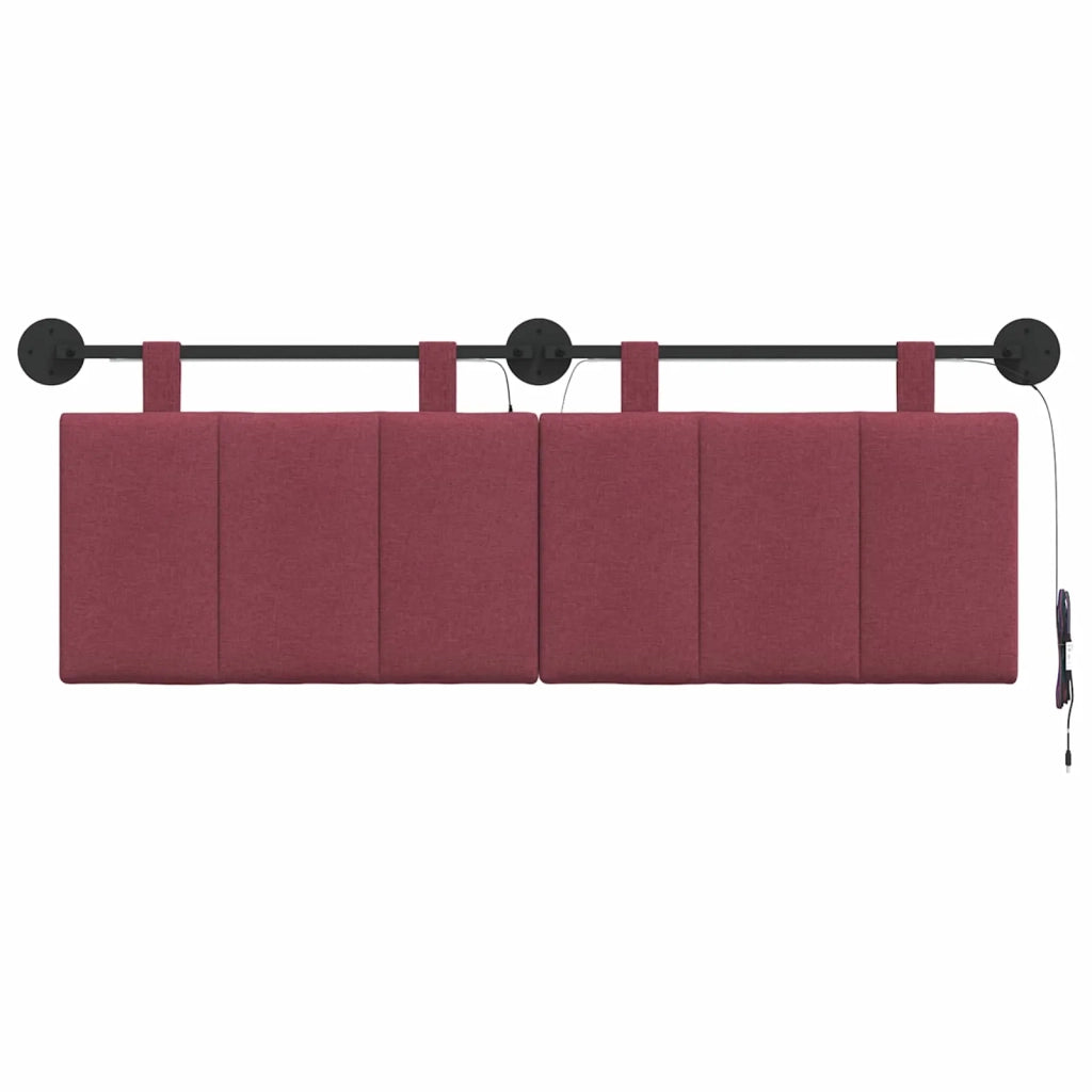 Testiera sospesa Con luce LED Rosso Vino Tessuto