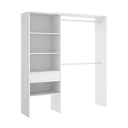Guardaroba Fauno, Struttura per cabina armadio, Mobile appendiabiti aperto, 160x40h187 cm, Bianco