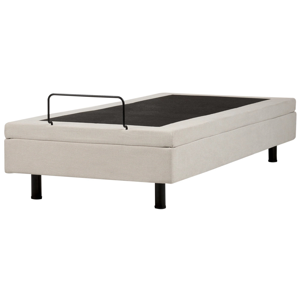 Letto elettrico matrimoniale tessuto beige chiaro regolabile con telecomando senza testiera 90x200 cm stile moderno