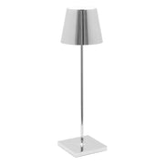 Lampada a led da tavolo Poldina Pro Cromo Lucido ricaricabile e dimmerabile con batteria fino a 12 ore