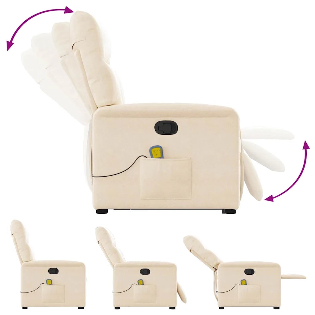 Poltrona Alzapersona Reclinante Massaggiante Beige Microfibra 3303099