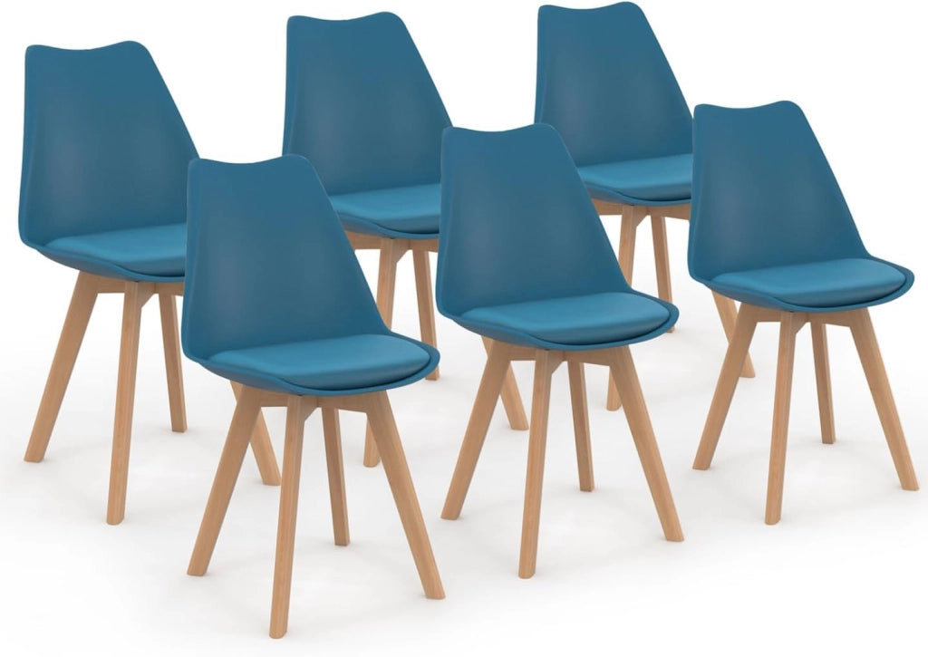 Set di 6 sedie SARA blu anatra per sala da pranzo