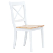 Sedie da Pranzo 4 pz Bianco e Naturale in Massello di Hevea 247359