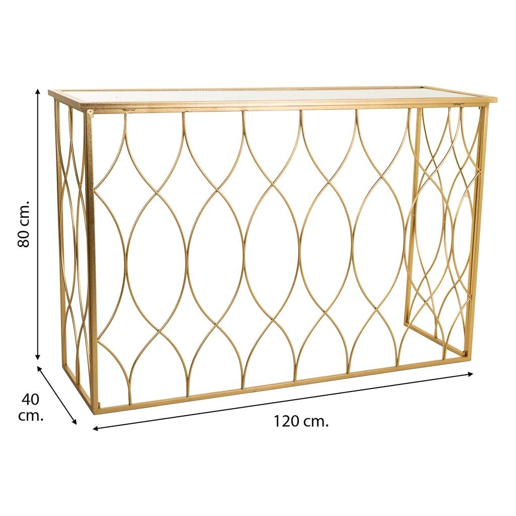Mobile da ingresso in metallo dorato 120x40x80h