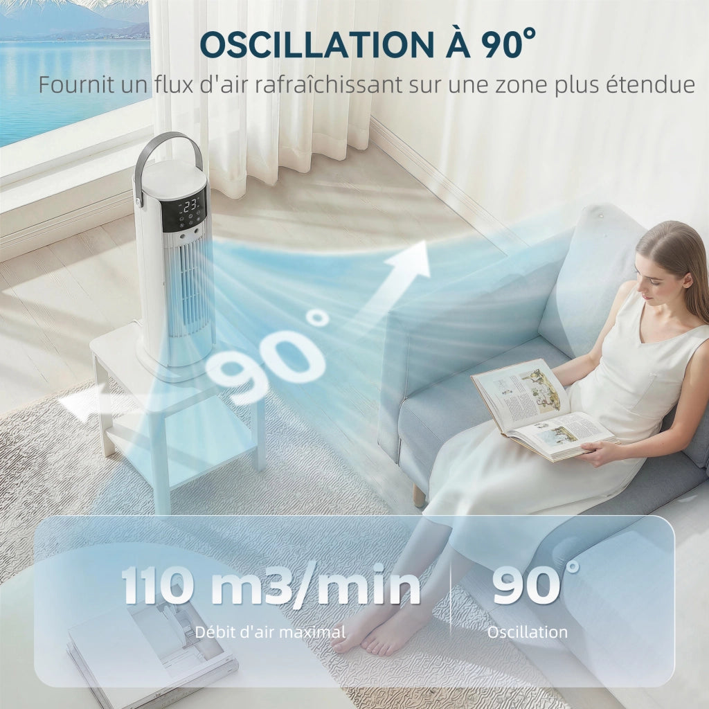 Ventilatore da tavolo con umidificatore ¨C Zephmum ¨C Bianco