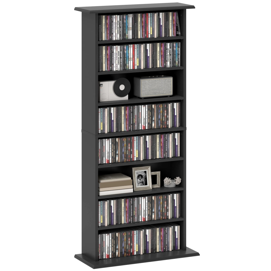Scaffale per CD e DVD con 6 Ripiani Regolabili ¨C zephmum ¨C Nero 58x24x124.5 cm