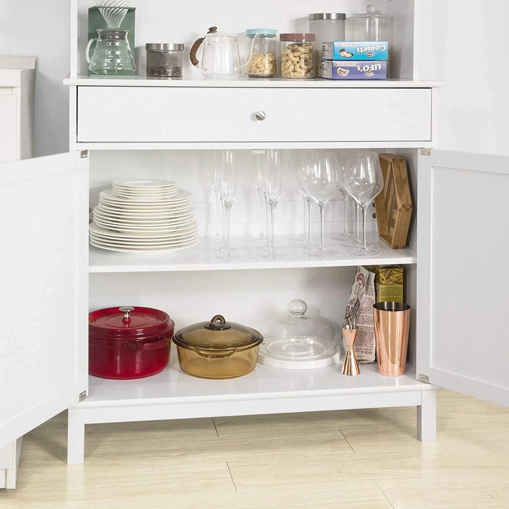 Mobile Cucina salvaspazio Credenza con vetrina Bianco L90*P40*A148 cm, FSB26-W