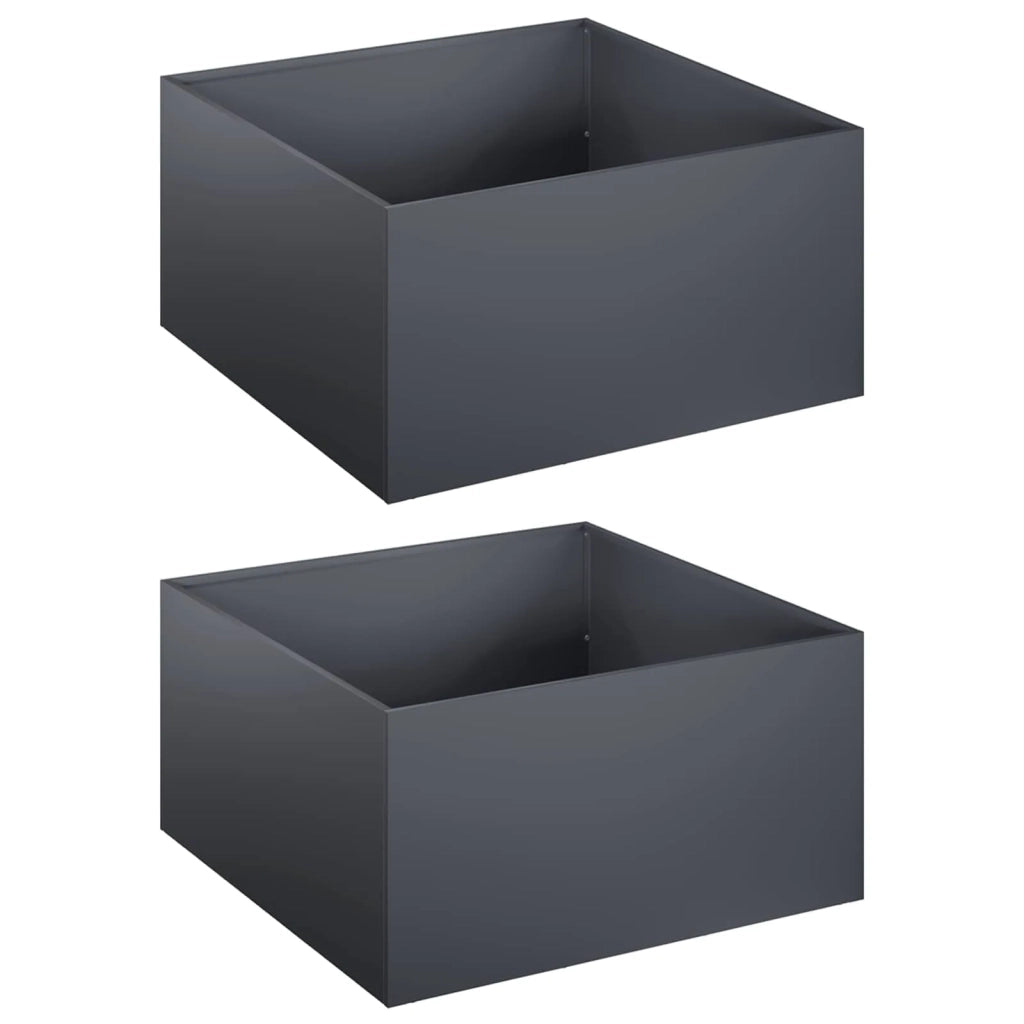 Vaso da giardino 2 pz Antracite 40 x 40 x 30 cm 8005041