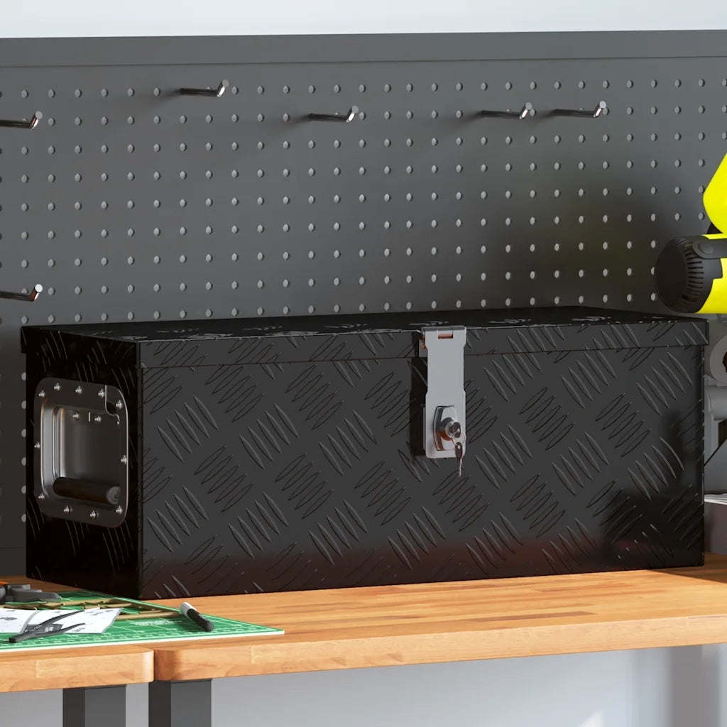 Contenitore Portaoggetti Nero 60x23,5x23 cm in Alluminio 152249