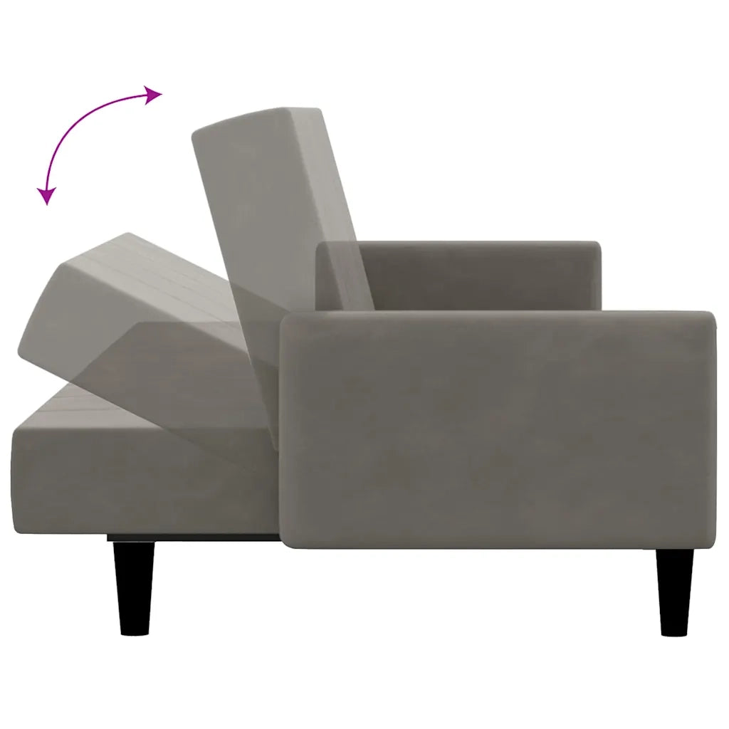 Divano Letto a 2 Posti Grigio Chiaro in Velluto 375774
