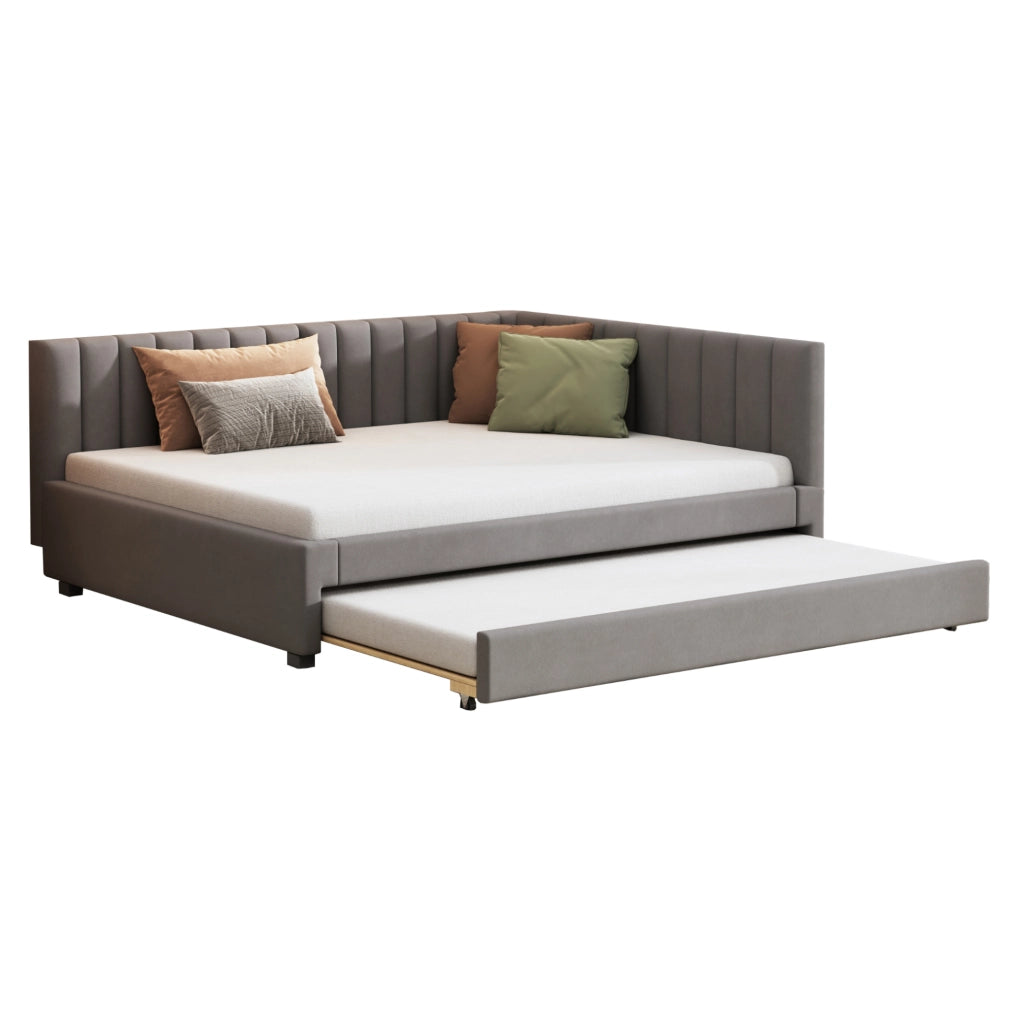 Divano letto 140x200 cm estraibile in velluto grigio