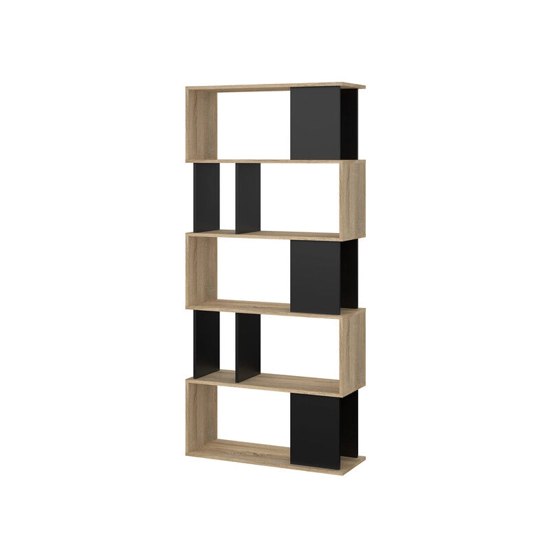 KIT LIBRERIA MAZE 80X29X173 QUERCIA/NERO- 1,0 pz