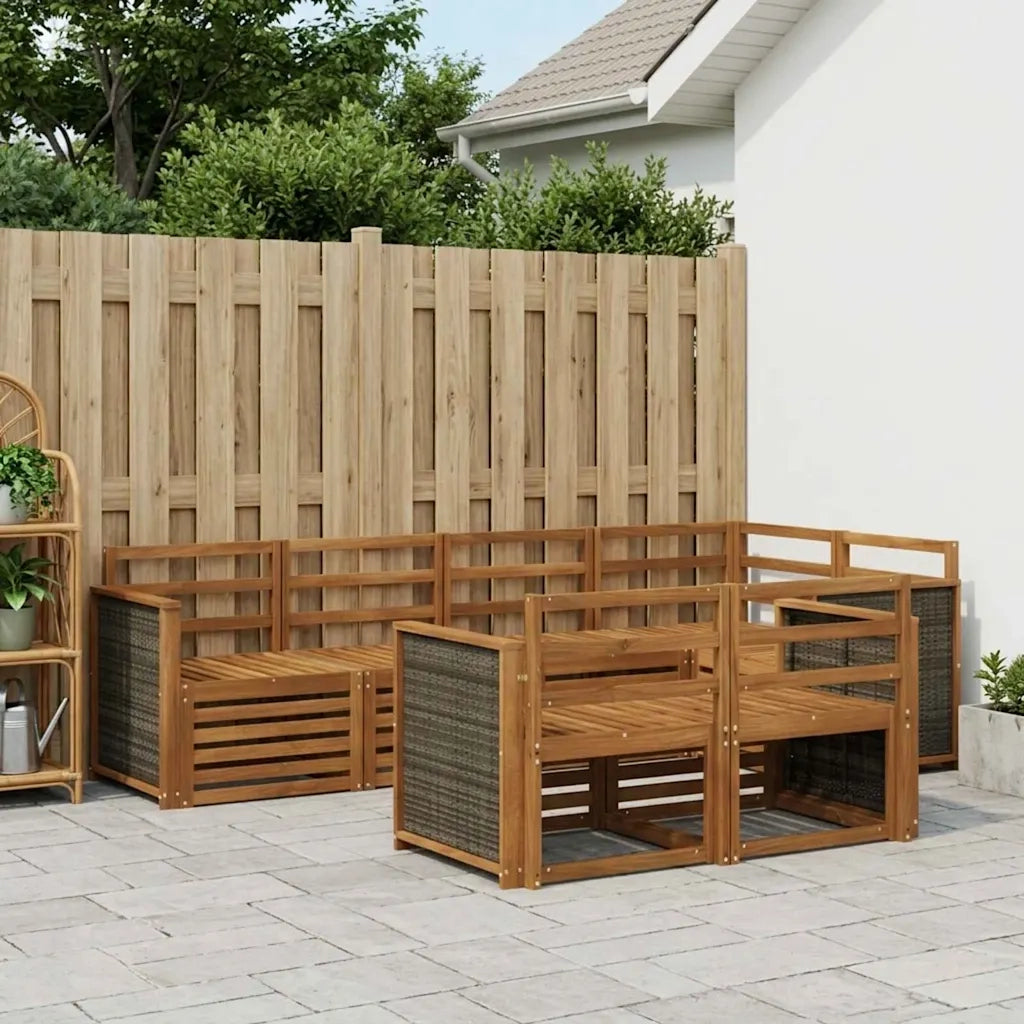 Set divano sezionale 6 pcs Naturale Legno di Acacia Massello 3384465