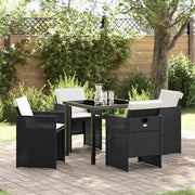 Set da Pranzo per Giardino con cuscino 5 pcs Nero polyrattan