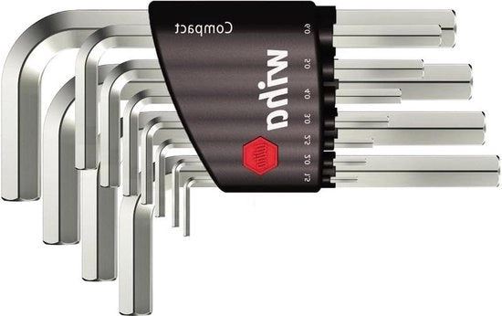 Llaves Allen a hexágono cortas in supporto - Set da 12 pezzi - Acciaio inox niquelato brillante