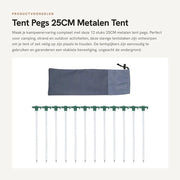 Tentini in Metallo da 25cm - 12 pezzi - Nastri da Camping - Attacco Outdoor - Attacco a Martello - Inclusa Custodia - Nastri da Campeggio