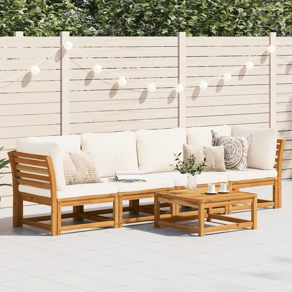 Set Salotto da Giardino 4pz con Cuscini Legno Massello Acacia