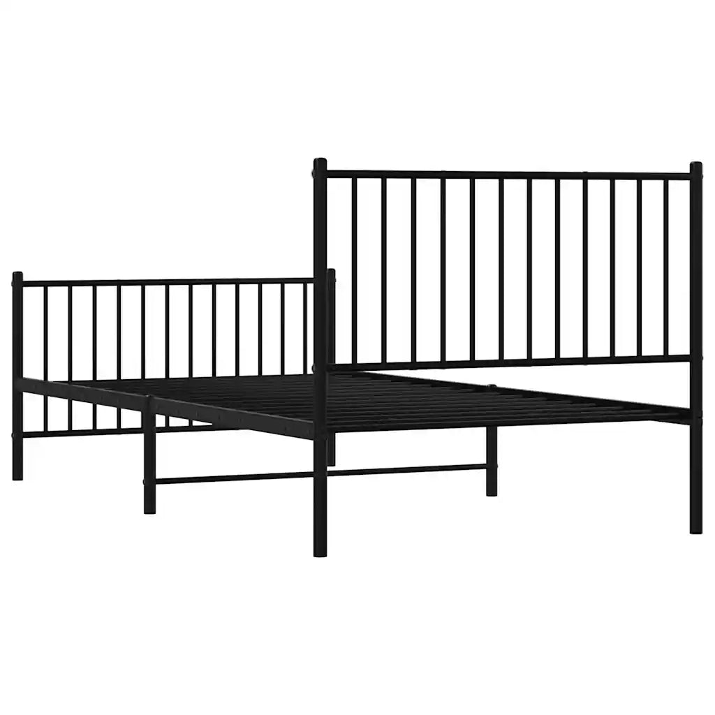Giroletto con Testiera e Pediera Metallo Nero 100x200 cm 350877