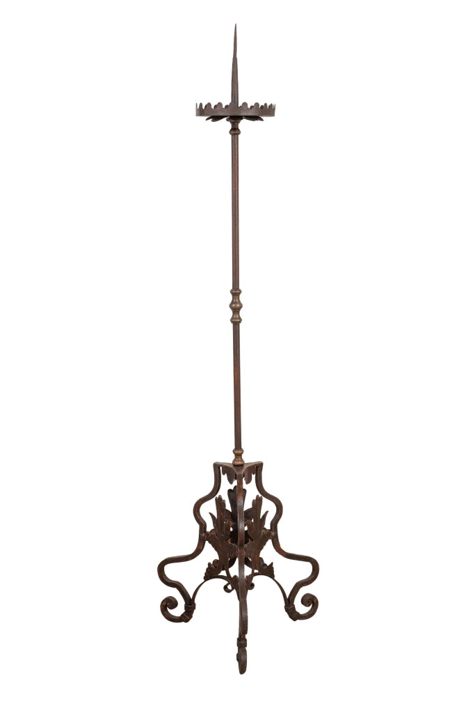 Biscottini Candeliere a piantana in ferro battuto lavorato a mano finitura L50XPR50XH185 cm