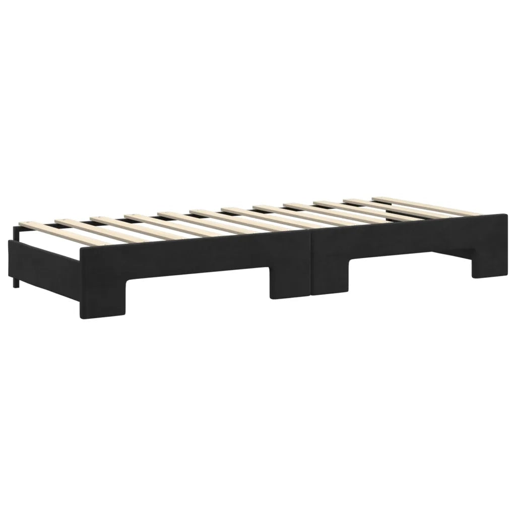 Divano Letto Estraibile con Cassetti Nero 80x200 cm in Velluto 3197816