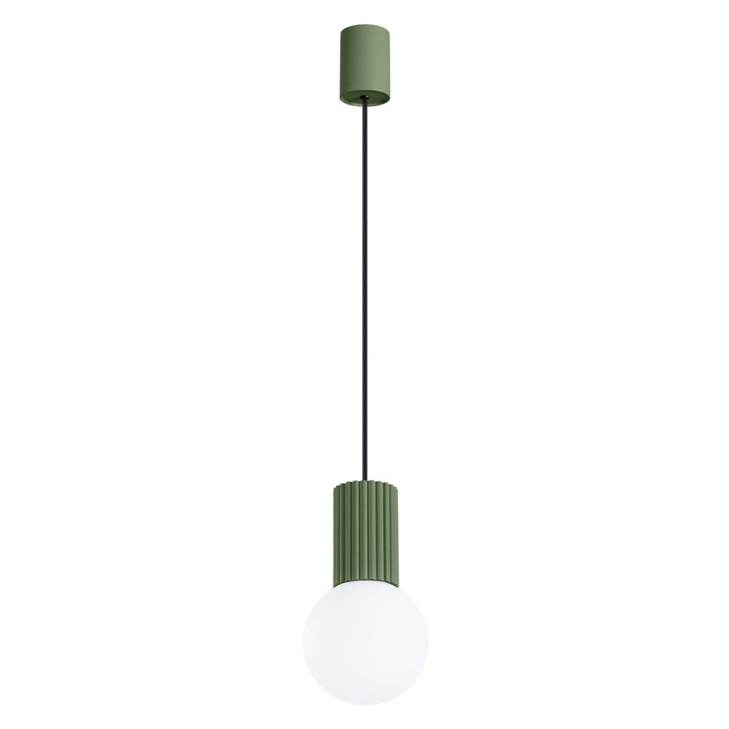 Lampada a sospensione SFERA vetro oliva sfera bianca G9