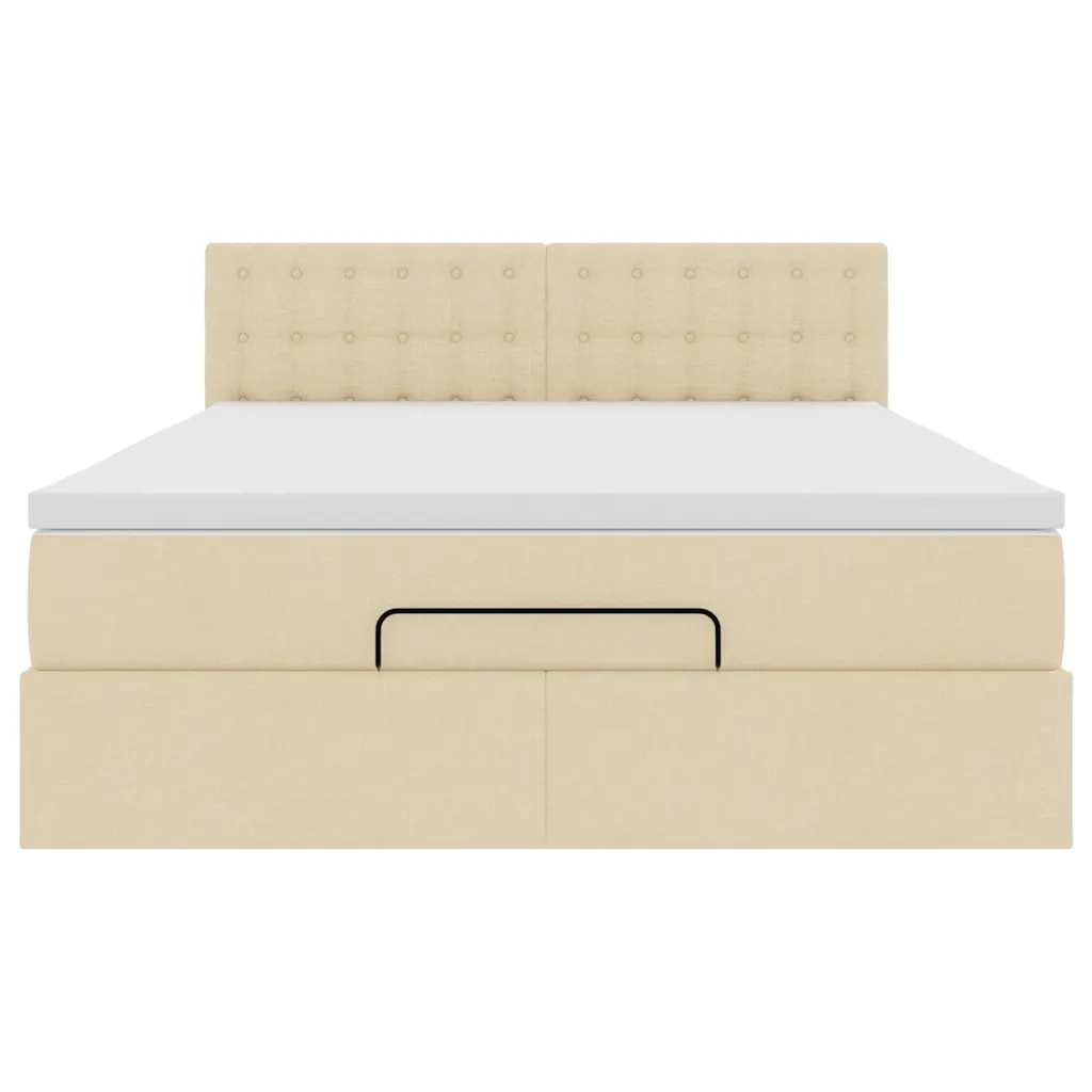 Pouf Letto con Materasso e LED Crema 140x200 cm in Tessuto 3312483