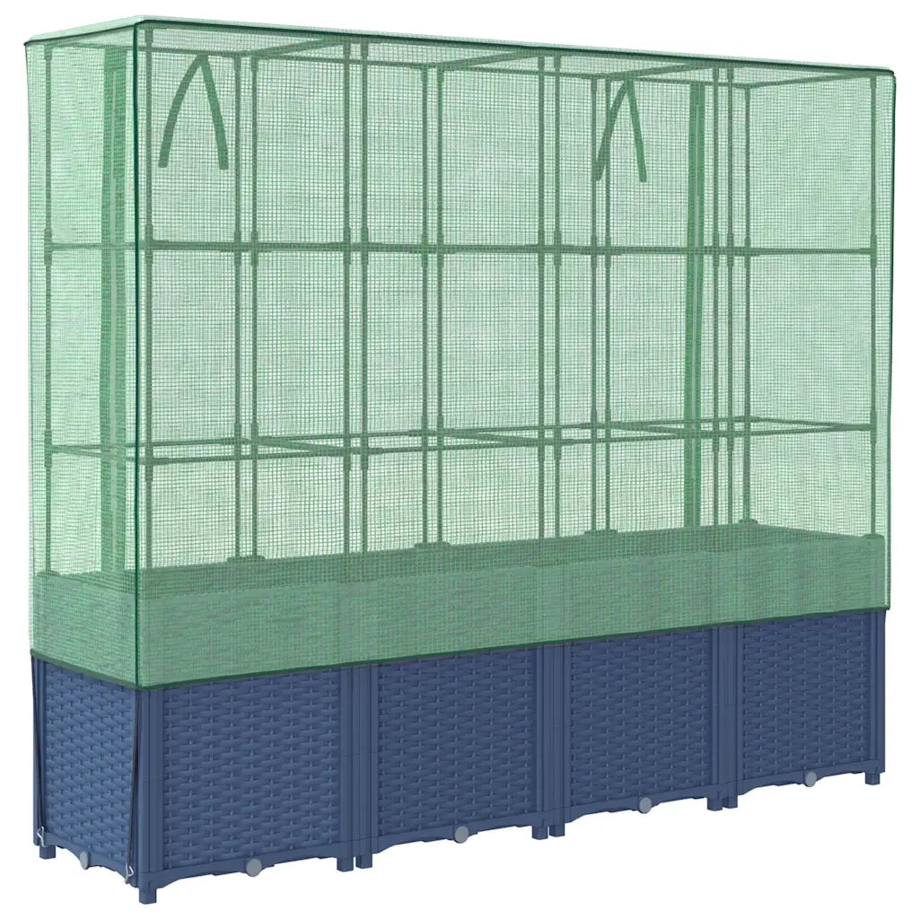 Letto rialzato con copertura per serra effetto rattan 160x40x153 cm 4015831
