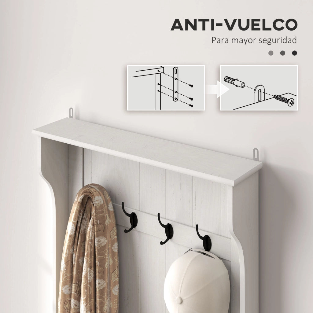 Appendiabiti con Banco e Ganci ¨C Zephmum ¨C Bianco 71.5x39.5x170 cm