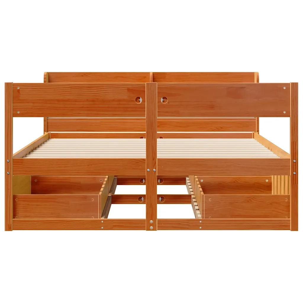 Letto senza Materasso Marrone Cera 140x190 cm in Legno di Pino