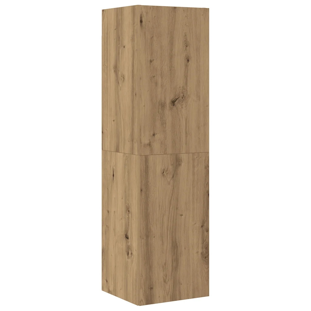 Set Mobile TV 4 pz Montato a Parete Rovere in Legno Multistrato 3329218
