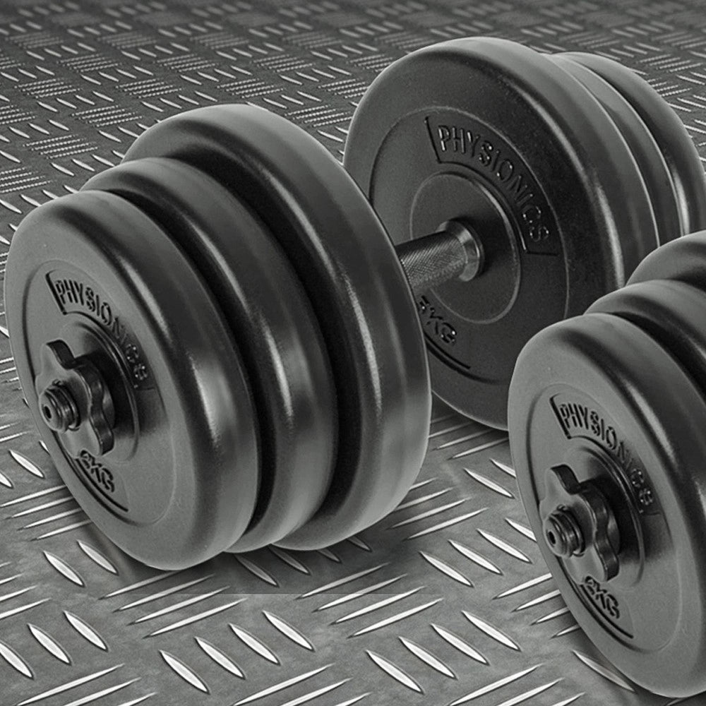Trade Shop - Set Di Manubri Componibili Pesi Regolabili Fitness Palestra Dumbbell 30 Kg Total -