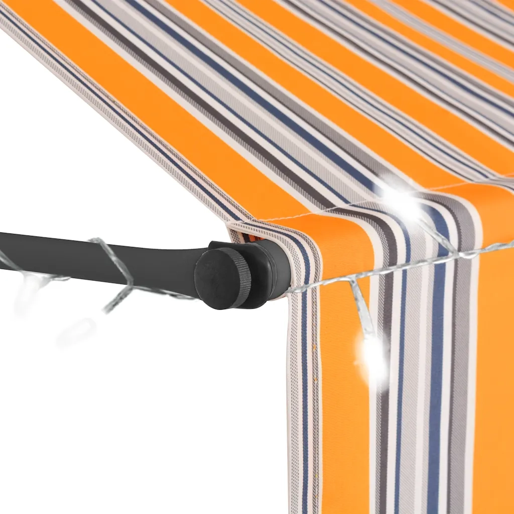 Tenda da Sole Retrattile Manuale con LED 150 cm Giallo e Blu cod mxl 18986