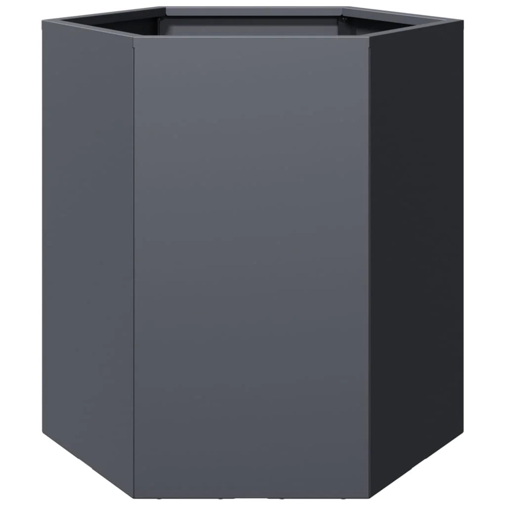 Fioriera/aiuola esagonale per piante fiori terrazza giardino 46 ​​x 40 x 45 cm acciaio antracite 02_0038642