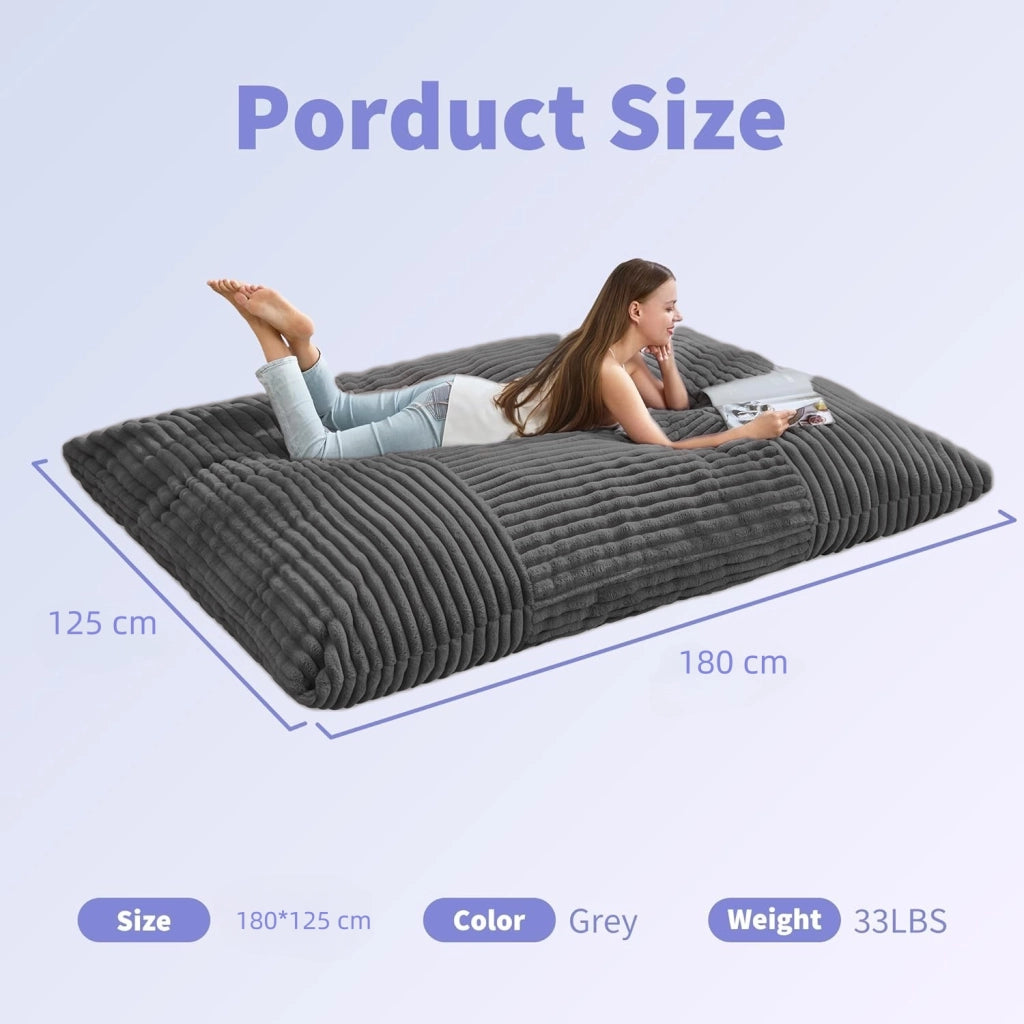 Poltrona pouf convertibile - sedia; divano e letto - in velluto a coste - grigio scuro