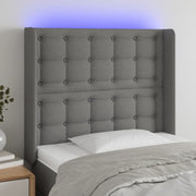 Testiera a LED-Testata con LED Grigio Scuro 83x16x118/128 cm in Tessuto 113088