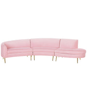 Divano 4 posti in velluto rosa seduta posteriore gambe in metallo dorato retro