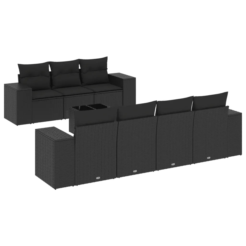 Set Divani da Giardino con Cuscini 8 pz Nero in Polyrattan 3254662